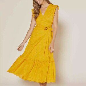 NWT Outerknown Eyelet Kahlo Wrap Dress - Eyelet - Yellow/Golden Rod